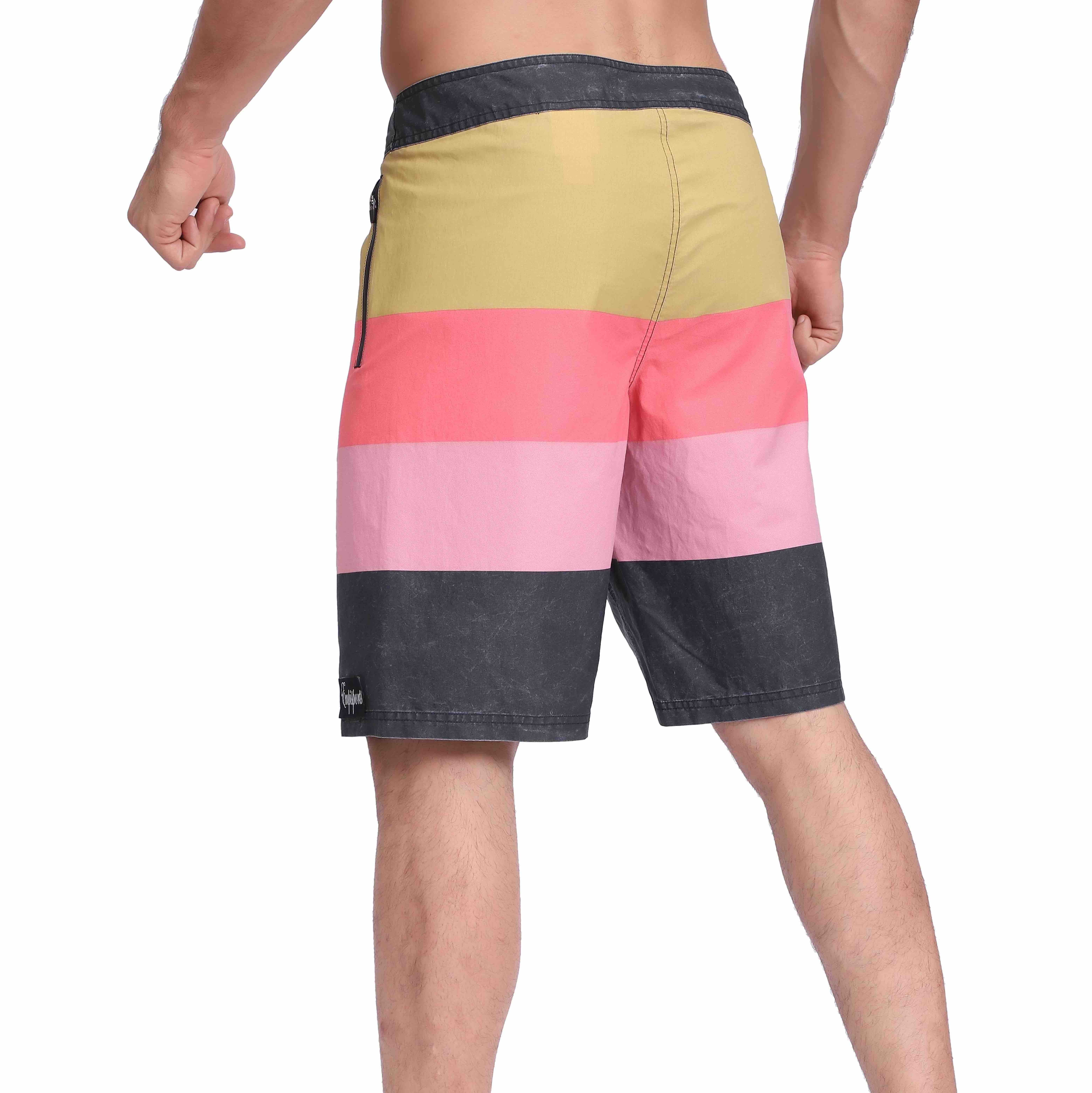 男士游泳裤及膝长板短裤 Active Flex 重条纹印花
