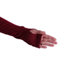 女式瑜伽套头衫红色保暖羊毛运动长袖跑步上衣带拇指孔拉链口袋