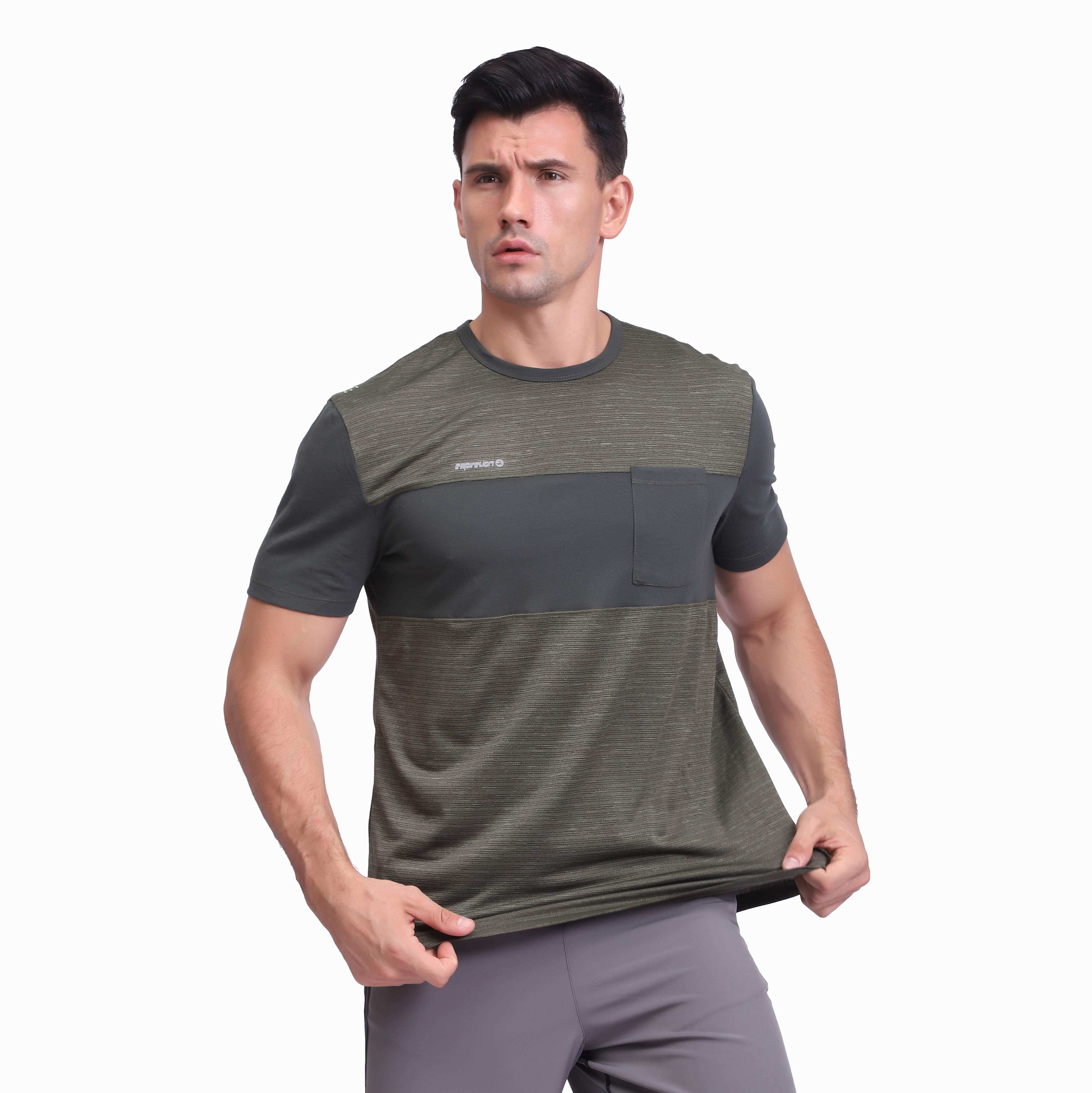 男士跑步干式 T 恤运动面板短袖上衣