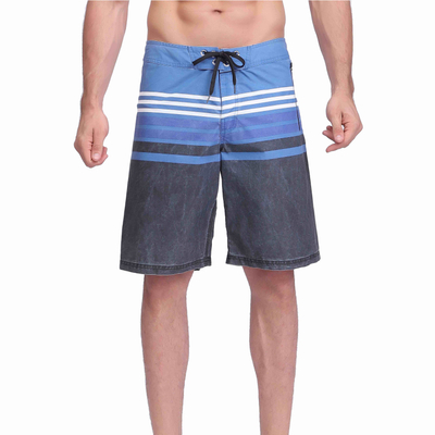 男士条纹颜料印花游泳防水板短裤
