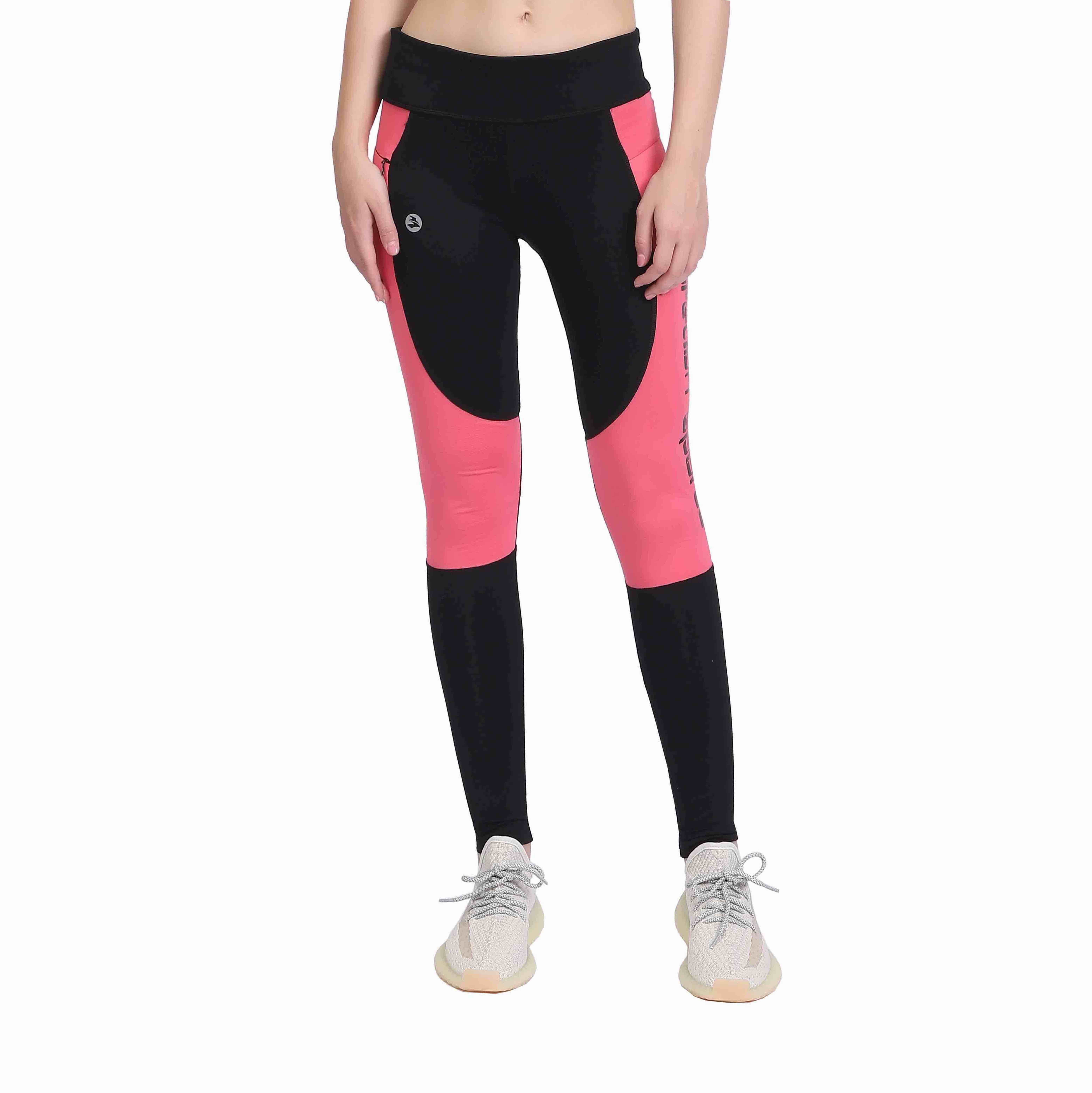 女式网状面板拉链口袋健身房锻炼紧身裤瑜伽裤